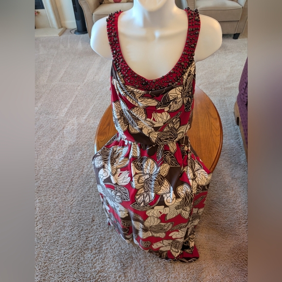 Jones New York Dresses & Skirts - Red/Brown Floral Maxi Dress, Size 6 - NEW